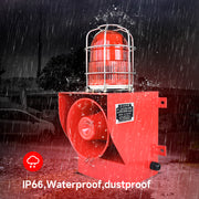 YASONG Sirena de alarma exterior IP66 impermeable anticolisión 130dB Bocina de seguridad con luz estroboscópica para puerto, muelle, fábrica, escuela, hogar SLA-05G
