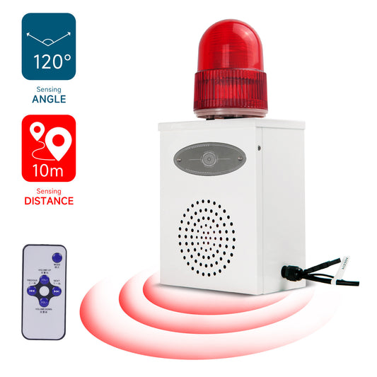 YASONG Motion Detection Siren Alarm 120dB Loud Horn Waterproof Adjustable Volume& Tone LED Strobe Lights 25W Alarm Security System for Factories, Warehouses and Docks SLA-B02W