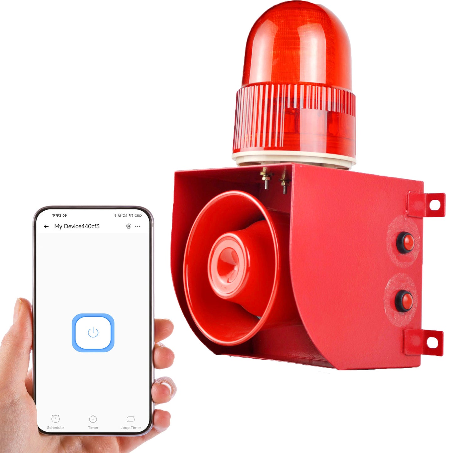 YASONG Wireless WiFi Alarm Siren Waterproof Industrial Security Alarm System with APP Remote Control ,Sound and Tone Adjust, Works with Amazon Alexa & Google Home SLA-01HWIFI