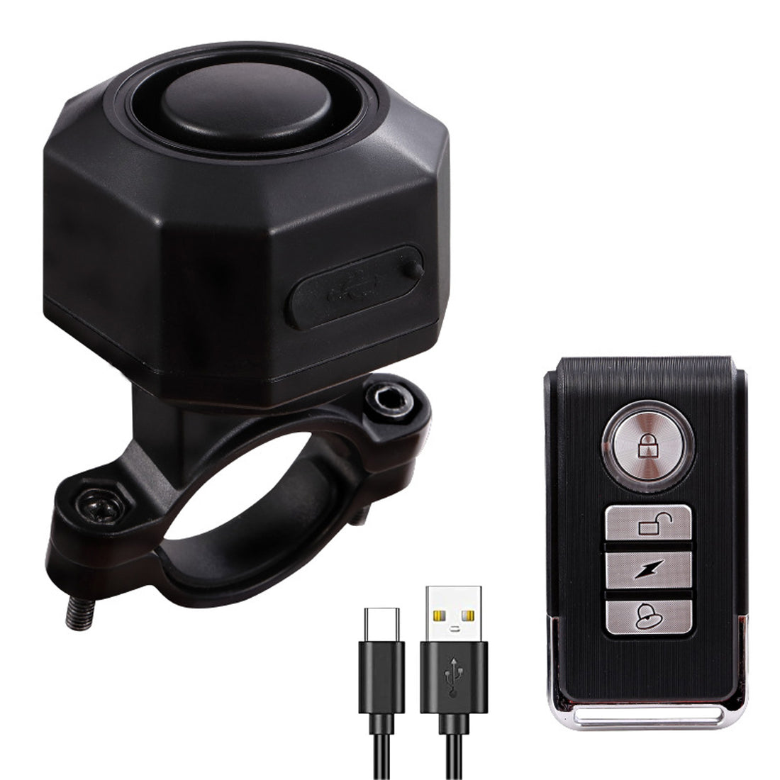 YASONG Alarme de Vélo Rechargeable par USB, Alarme de Moto Ebike avec Télécommande, Détecteur de Mouvement et Support, Alarme Antivol sans Fil 110dB pour Bicyclette (1 Unité)