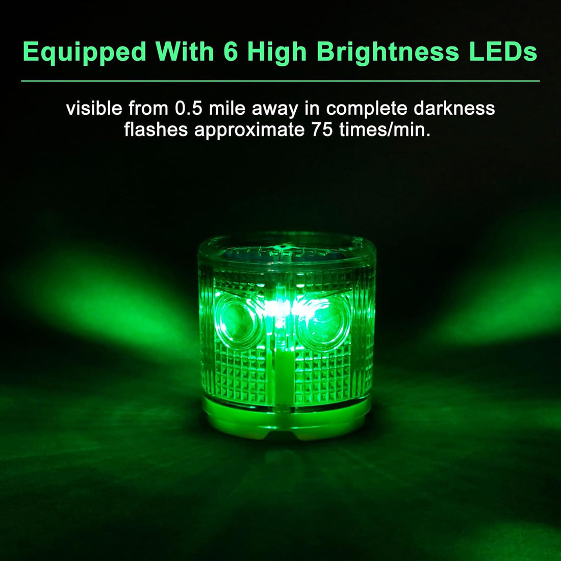 YASONG Solar LED Industrial Strobe Warning Light, IP54 Outdoor Safety Beacon, 6 LEDs, Auto Night Flashing