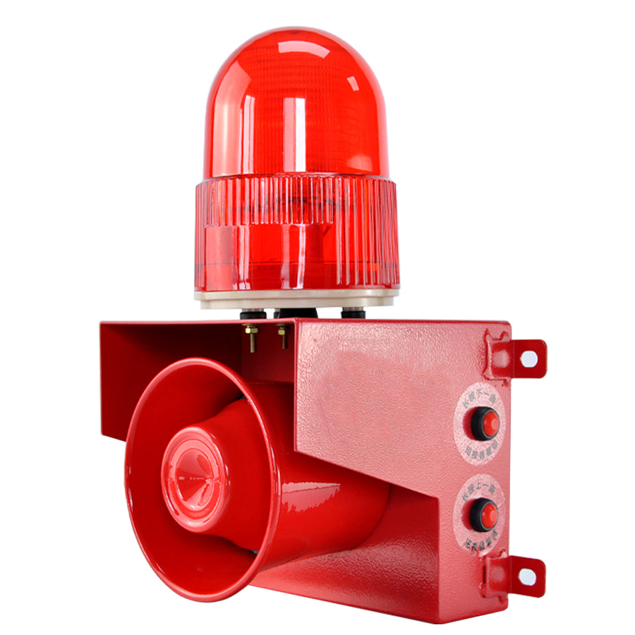 YASONG SLA-01T 120dB Adjustable Industrial Alarm Siren, 25W, Multi-Tone, IP65, LED Strobe, USB Upload
