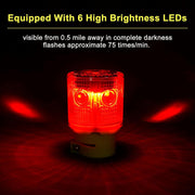 YASONG Solar 360° LED Industrial Strobe Warning Light, IP54 Outdoor Beacon, 6 LEDs, Auto Night Flashing