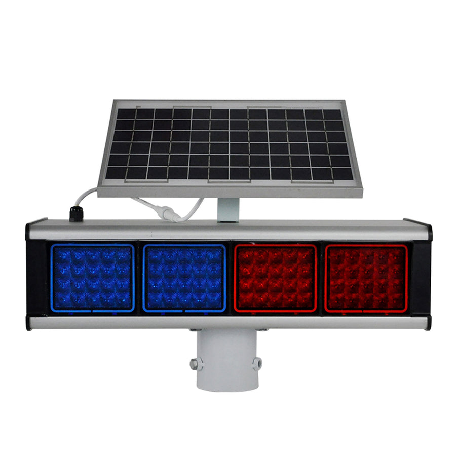 YASONG HXA-BS001 30W Solar Motion Detection Industrial Warning Light, Double-Sided Red Blue Strobe, IP65