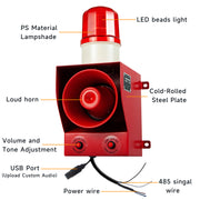 Sirène d'alarme étanche avec protocole de communication réseau RS-485, réglable de 0 à 130 dB, système d'alarme avec lumière stroboscopique LED pour entrepôt industriel, atelier SLA-05BX