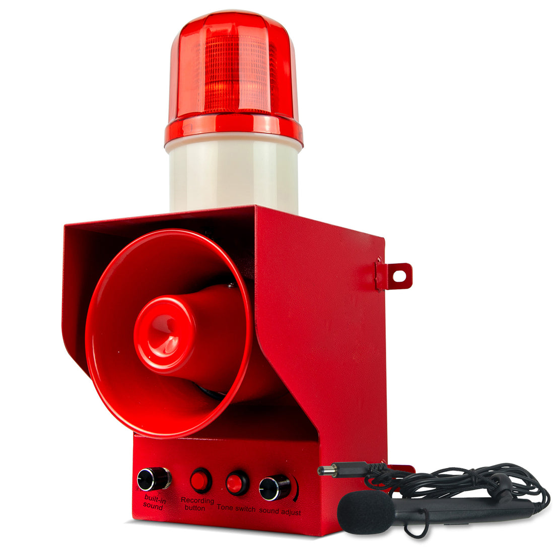 YASONG SLA-3100 130dB Recordable Industrial Alarm Siren, 30W, Microphone Speech Mode, IP65, LED Strobe