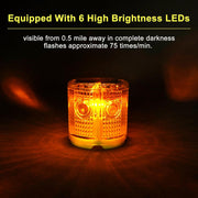 YASONG Solar LED Industrial Strobe Warning Light, IP54 Outdoor Safety Beacon, 6 LEDs, Auto Night Flashing