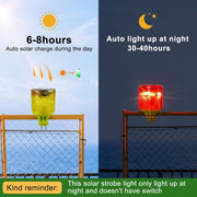YASONG Solar LED Industrial Strobe Warning Light, IP54 Outdoor Safety Beacon, 6 LEDs, Auto Night Flashing