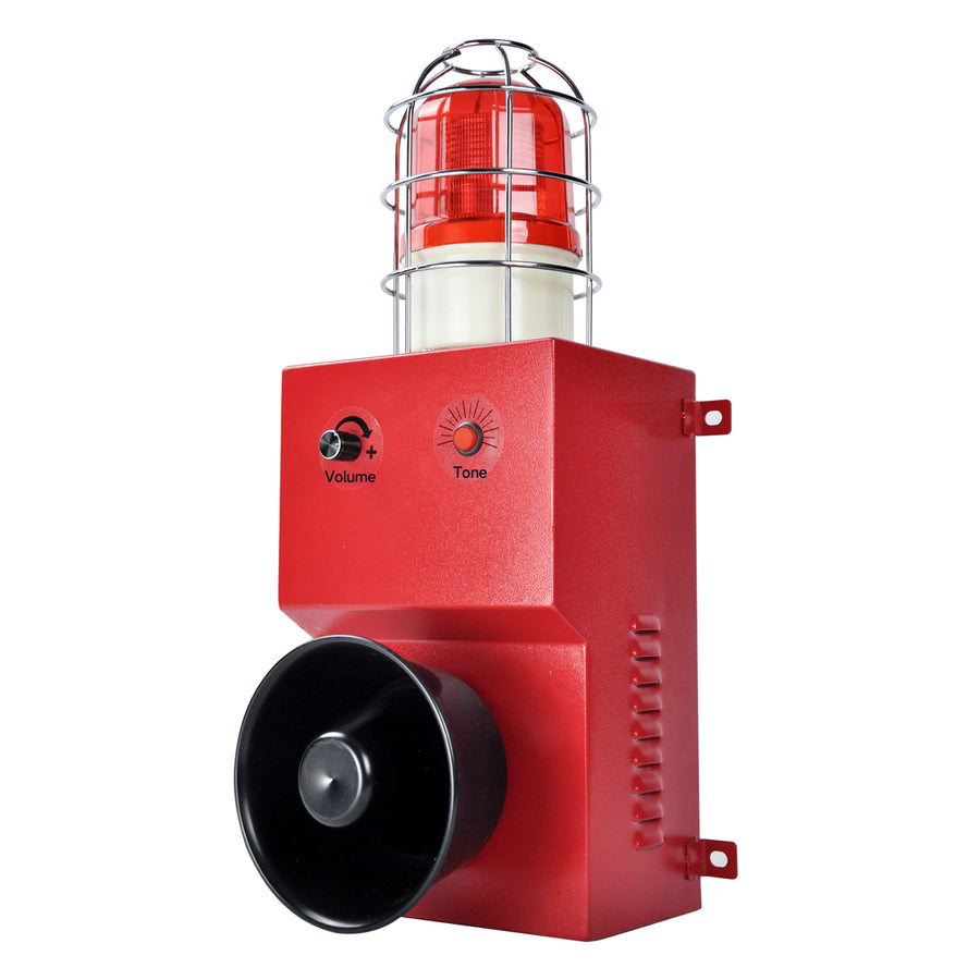 YASONG SLA-09 130dB 80W Outdoor Alarm Siren, 12 Tones, IP65, USB Audio Upload, LED Strobe, 5 Voltage Options