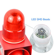 YASONG Alarma de sirena con caja de control de botón, claxon ajustable de 130 dB, 45 W, sirena de seguridad industrial impermeable para interiores y exteriores con luz de baliza roja SLA-05CZ
