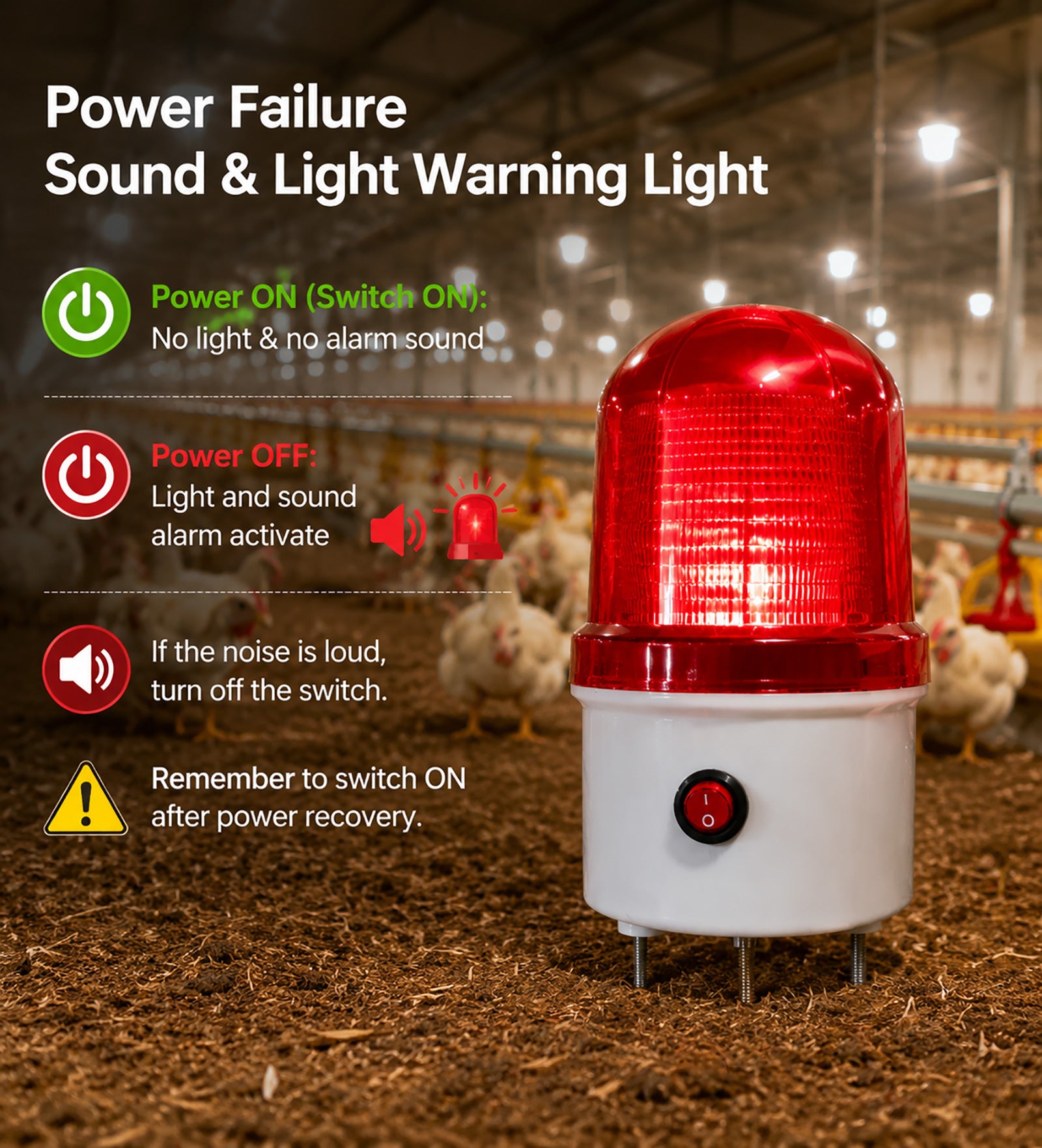 YASONG SLA-1502 Power Outage Alarm Light 90dB Buzzer & LED Strobe