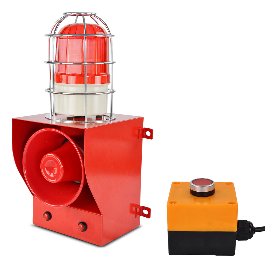 YASONG SLA-05CZ 130dB Button Control Alarm Siren, 45W, 12 Tones, IP65, USB Upload, Red LED Strobe