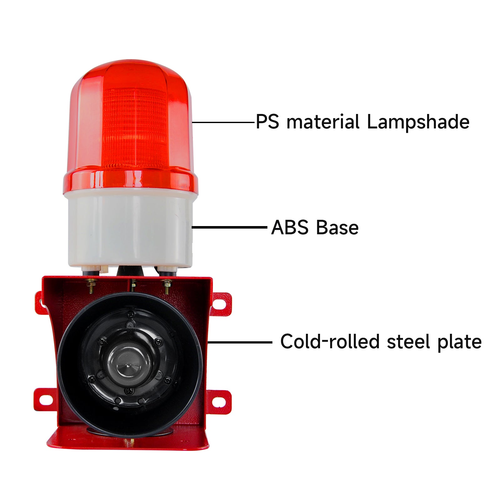 YASONG IP65 Impermeable Exterior 110dB Sirena de Alarma de Seguridad de Emergencia con Luz Estroboscópica para Fábrica, Oficina, Muelle, Incendios, Tornado SLA-BJ02