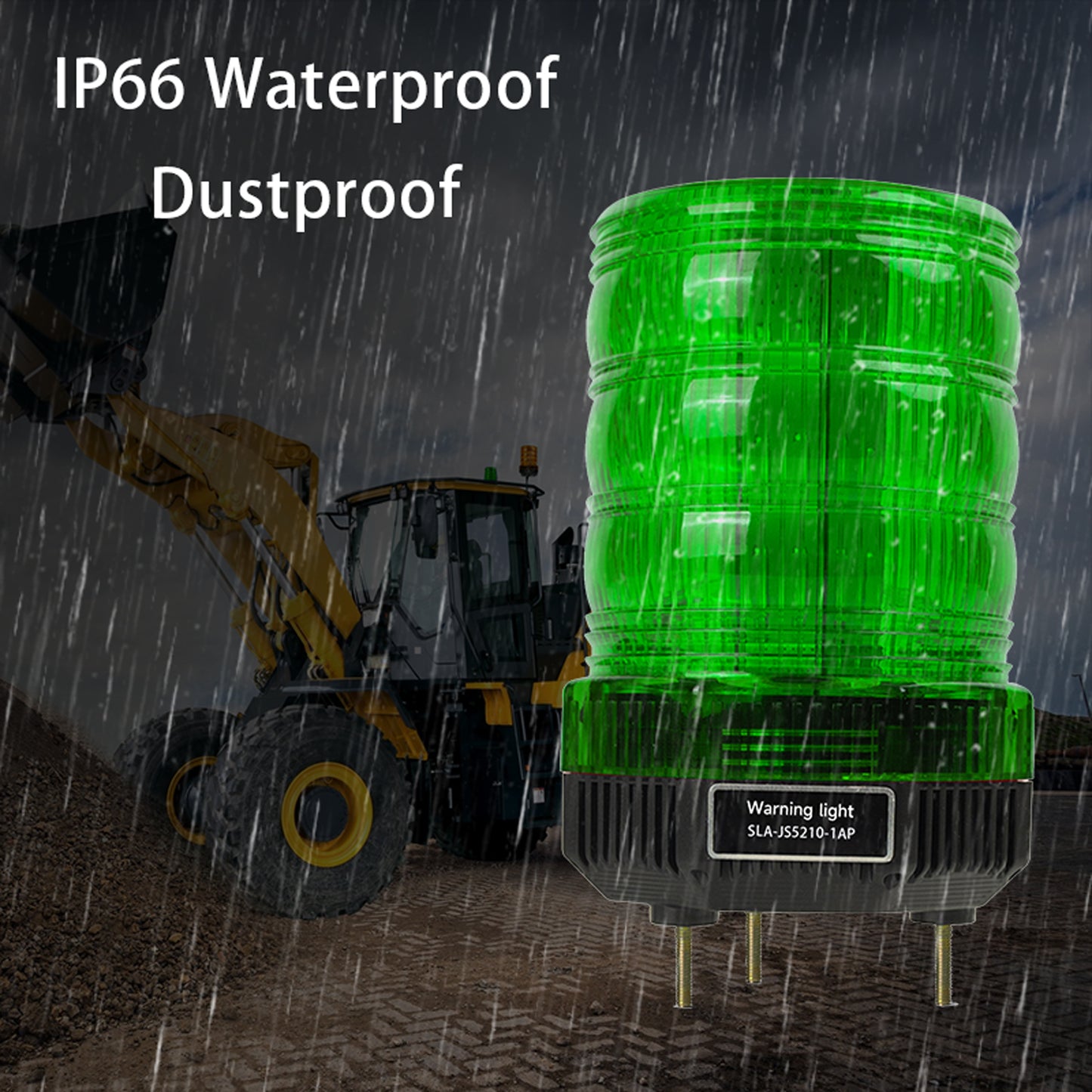 YASONG IP66 Waterproof Strobe Siren Light Shockproof Superbright 36 LED Green Industrial Warning Flashing Beacon Light with Buzzer or No Sound for Industrial Device Vehicles