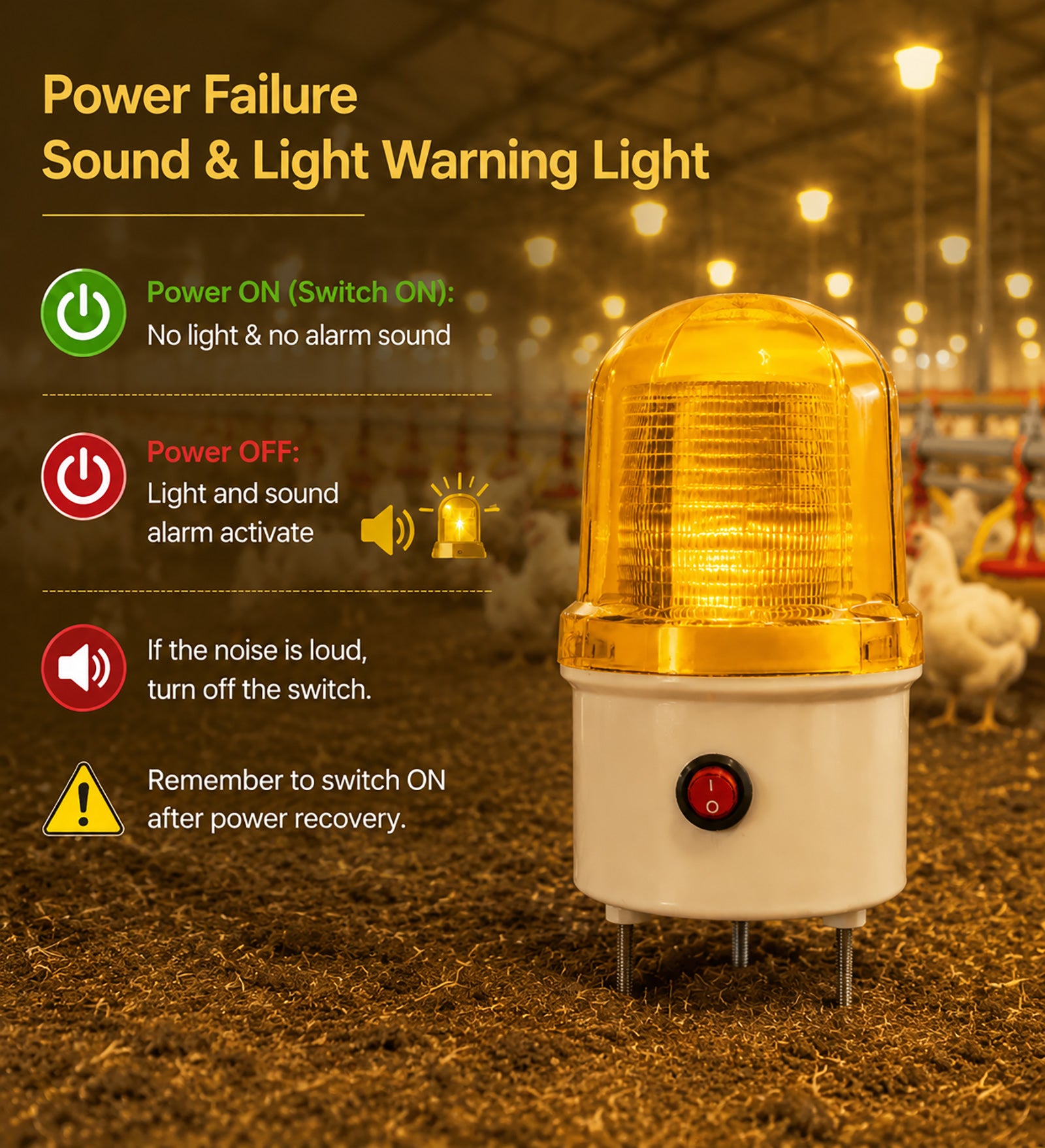 YASONG SLA-1502 Power Outage Alarm Light 90dB Buzzer & LED Strobe