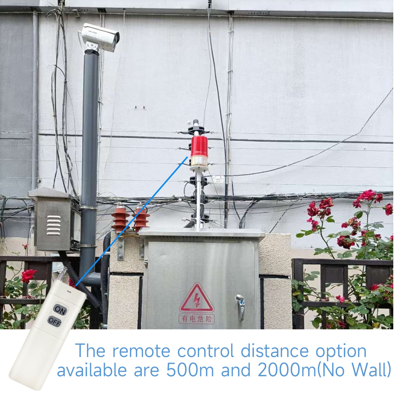 YASONG SLA-1101MY Wireless Remote Rotating Beacon Light, 500m/2000m Range, IP44, Bolt Base, No Sound