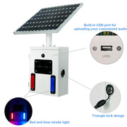 YASONG SLA-TYN01 120dB Solar Motion Sensor Industrial Alarm Siren, Red Blue Strobe, IP65, 17 Tones