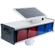 Luz estroboscópica solar con sensor de movimiento YASONG, luz de advertencia, impermeable IP65, luces LED intermitentes rojas y azules de doble cara de 120 dB para tráfico, granja, patio