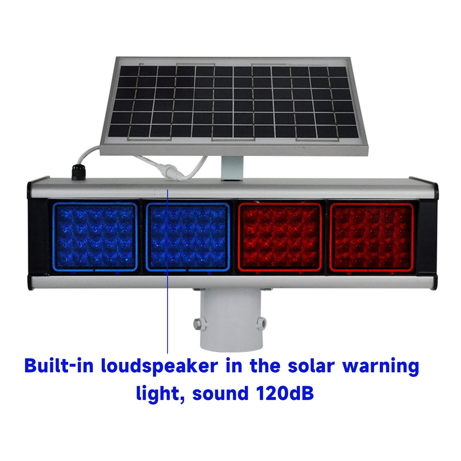 Luz estroboscópica solar con sensor de movimiento YASONG, luz de advertencia, impermeable IP65, luces LED intermitentes rojas y azules de doble cara de 120 dB para tráfico, granja, patio