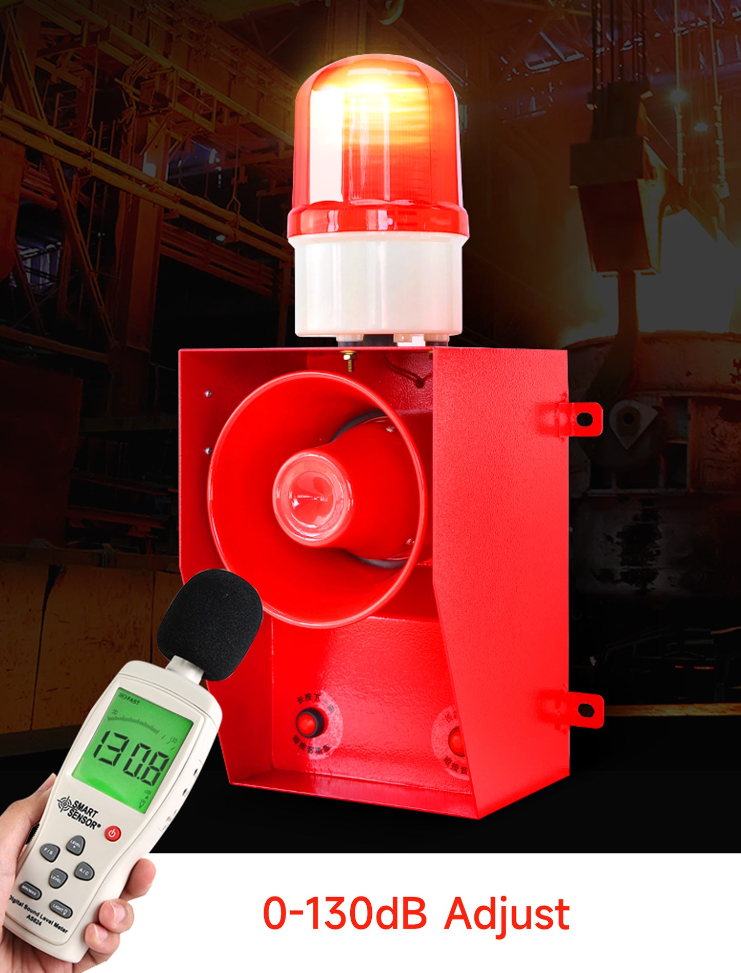 One Button Siren Alarm 130db Horn 12Tone Tornado Fire Alarm Siren Home Security Systerm Alarm Range of 150m-300m for Warehouse Factory Farm Harbor Dock SLA-06BZ