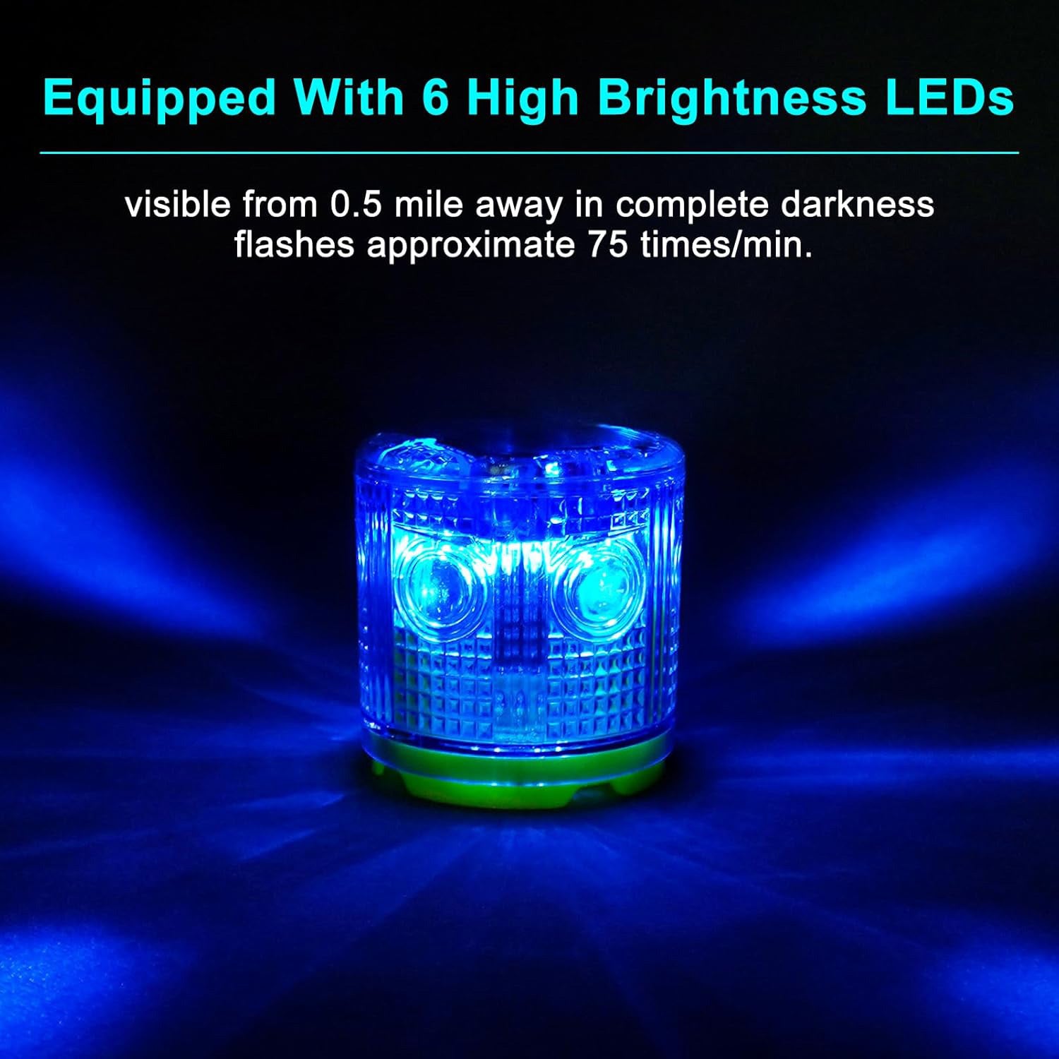YASONG Solar LED Industrial Strobe Warning Light, IP54 Outdoor Safety Beacon, 6 LEDs, Auto Night Flashing