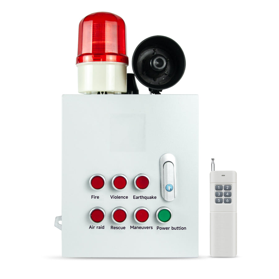 YASONG SLA-YJ02 120dB Wireless Emergency Siren, 2000m Remote, 6 Tones, 15W, IP54, LED Strobe
