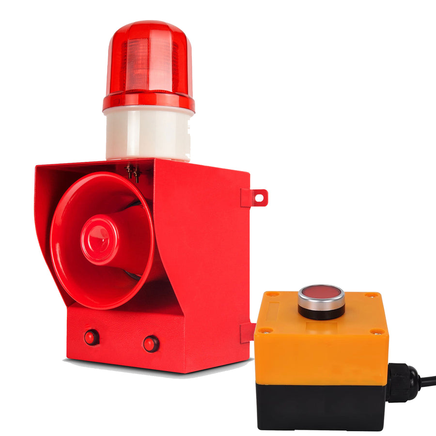 YASONG SLA-05BZ 130dB Button Control Alarm Siren, 45W, 12 Tones, IP65, USB Upload, LED Strobe
