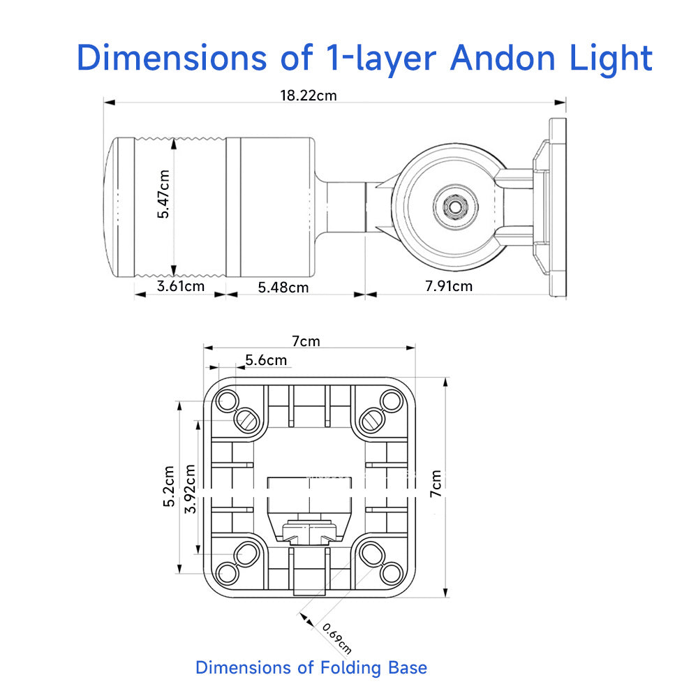 YASONG LTA-30-J LED Stack Tower Light, 1-5 Layers, Foldable Base, Strobe / Steady switchable, With or without buzzer