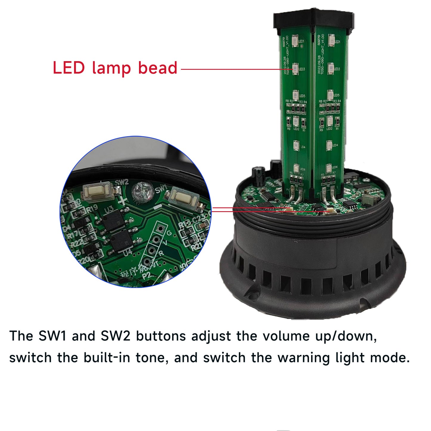 Y DIANS S Beacon light 120dB Horn 4 Flashing Modes LED Vehicles Emergency Lights with 9 Tones Strobe Lights for Trucks, Car, Forklift and Vehicle AC100-240V