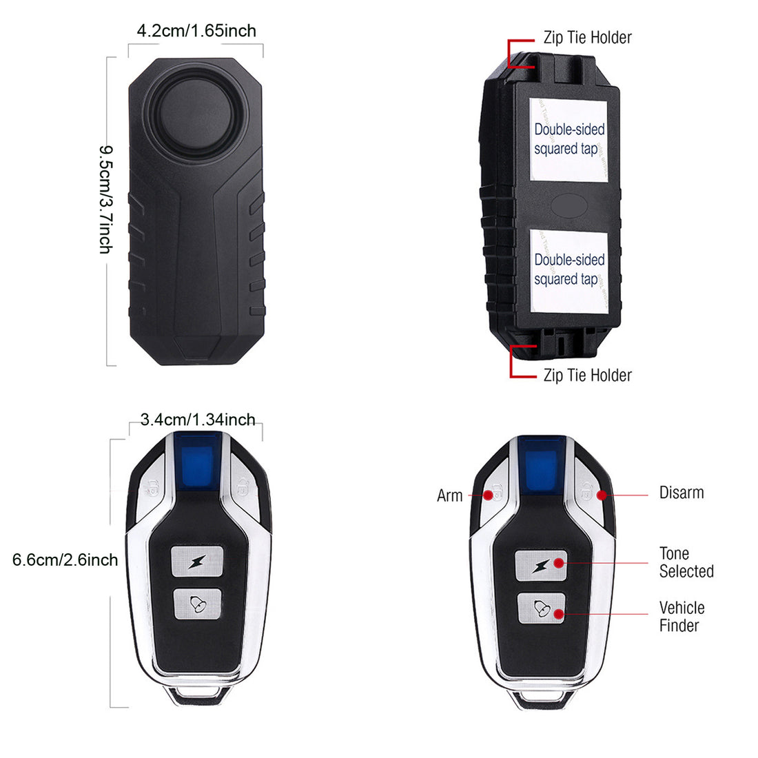 Alarme de vélo sans fil YASONG 113 dB, forte, antivol, à vibrations, pour moto et vélo, étanche, système d'alarme de sécurité pour véhicule avec capteur de vibrations (1 paquet)