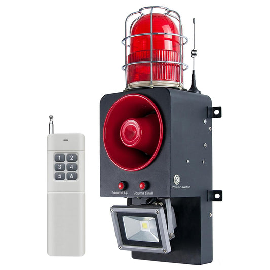 Wireless Outdoor Security Alarm Siren with 130dB Horn Strobe light Floodlight 2000m Remote Control Distance Tornado, Fire, Earthquake Emergency Siren SLA-SD500-Y