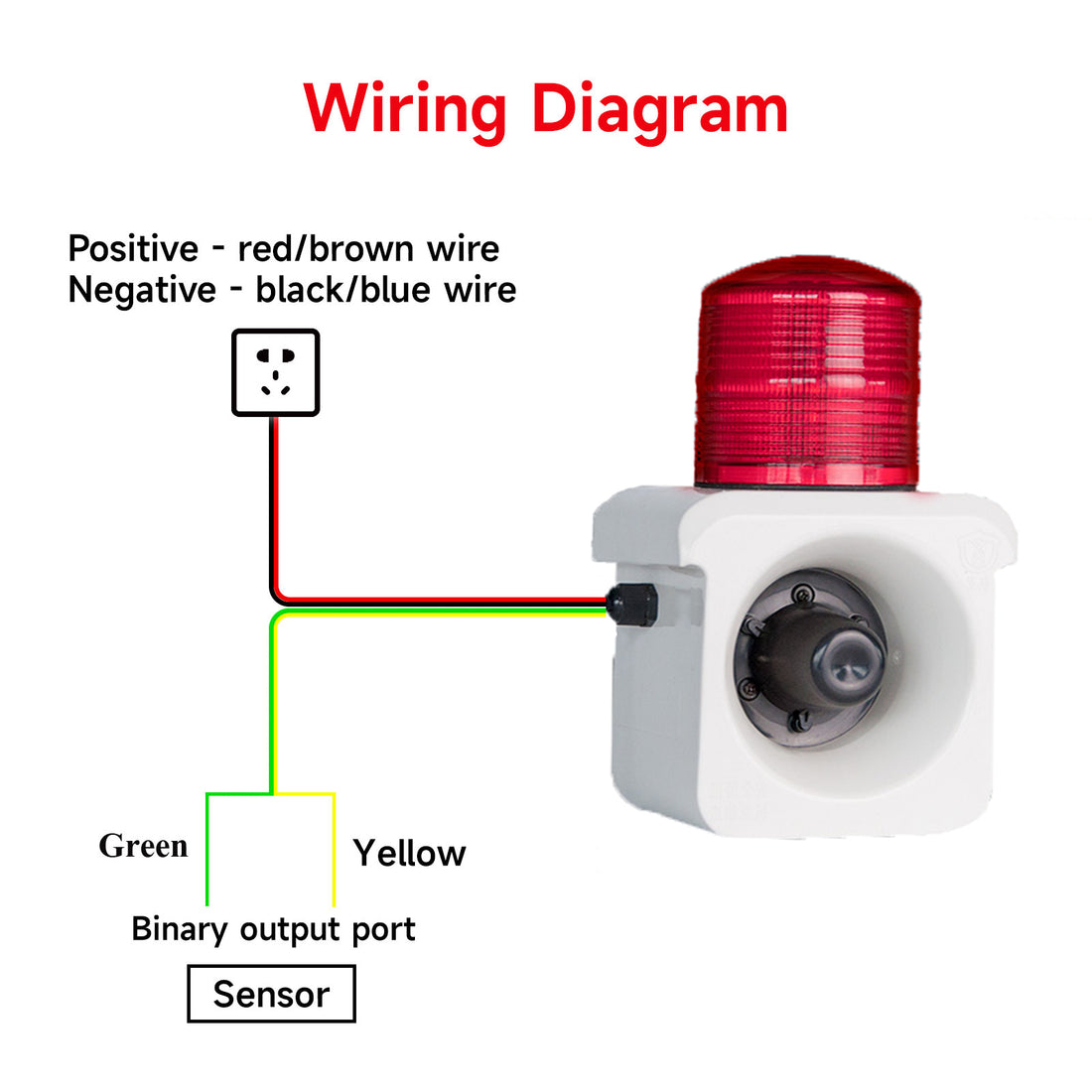 YASONG SLA-800K 120dB Dry Contact Trigger Alarm Siren, 12 Tones, IP65, USB Upload, LED Strobe