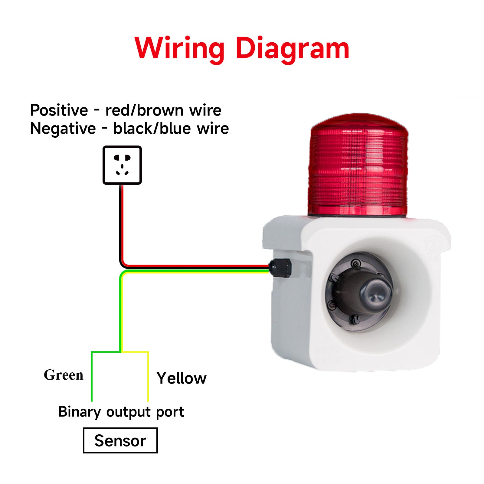 YASONG SLA-800K 120dB Dry Contact Trigger Alarm Siren, 12 Tones, IP65, USB Upload, LED Strobe