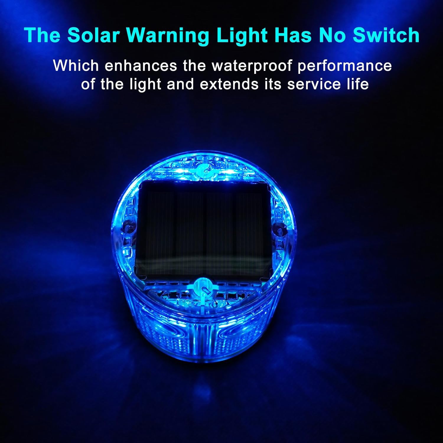 YASONG Solar 360° LED Industrial Strobe Warning Light, IP54 Outdoor Beacon, 6 LEDs, Auto Night Flashing