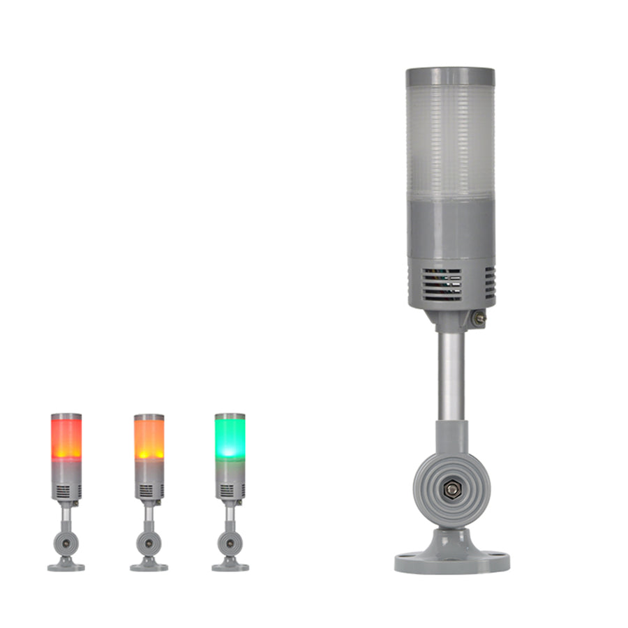 YASONG LTA-051J 3-Color Compact LED Stack Light, Red/Yellow/Green, 90dB/No Sound, IP65, Folding Base