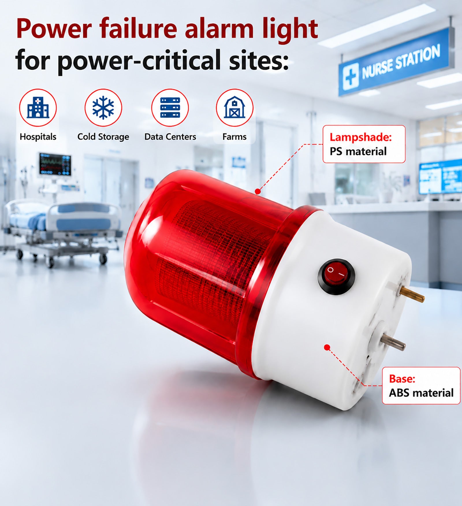 YASONG SLA-1502 Power Outage Alarm Light 90dB Buzzer & LED Strobe
