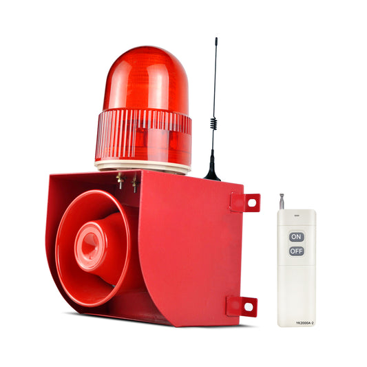 YASONG SLA-01Y Outdoor Wireless Remote Control LED Strobe Alarm Siren, 1.2Mile/0.3Mile Long Distance Barrier-free Control, 120dB Horn 25 Watts IP65 Waterproof