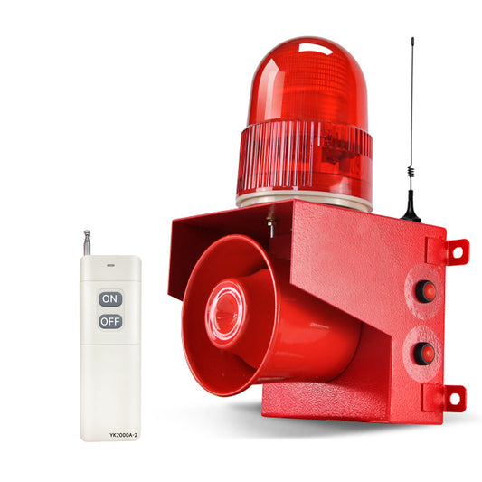 YASONG Wireless Remote Control 500m/2000m Alarm Siren 120dB Horn 12 Tone Adjustable Outdoor Industrial Waterproof LED Strobe Alarm System for Noisy Environment Emergency Alarm SLA-01TY