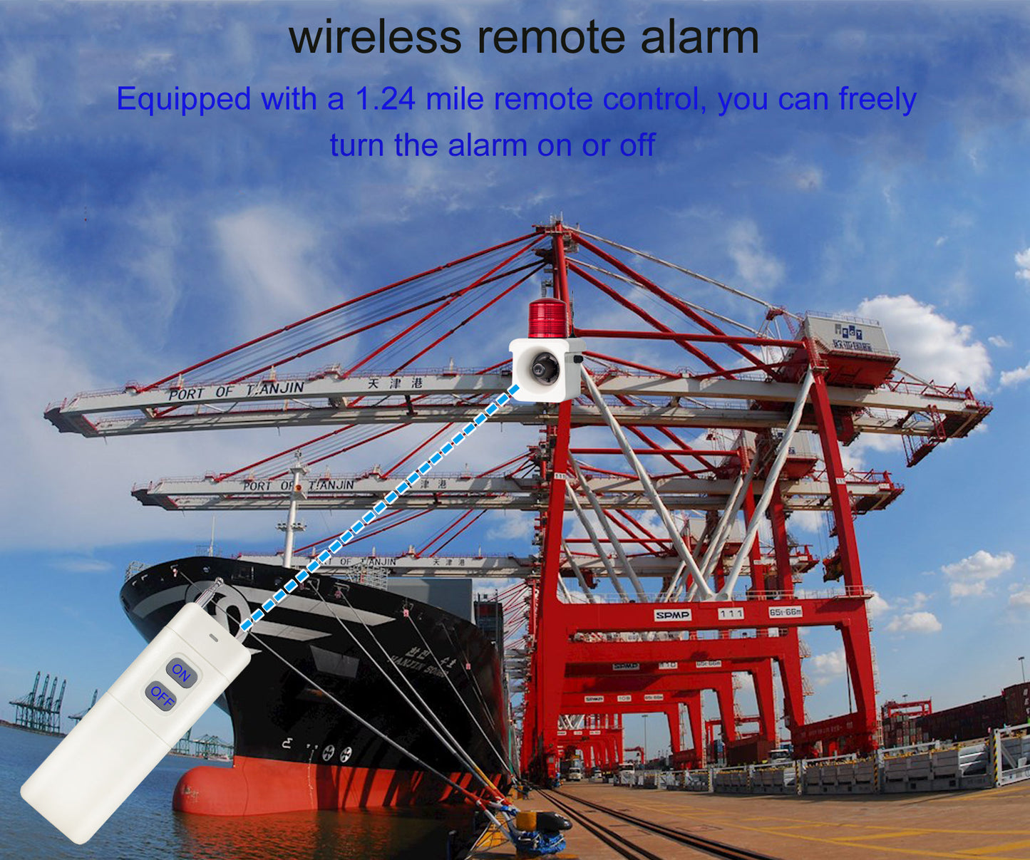 Wireless Remote Control 2000m/1.24mile（No Wall) Control Siren Turn On or Turn Off One Remote Control up to 15 Alarms