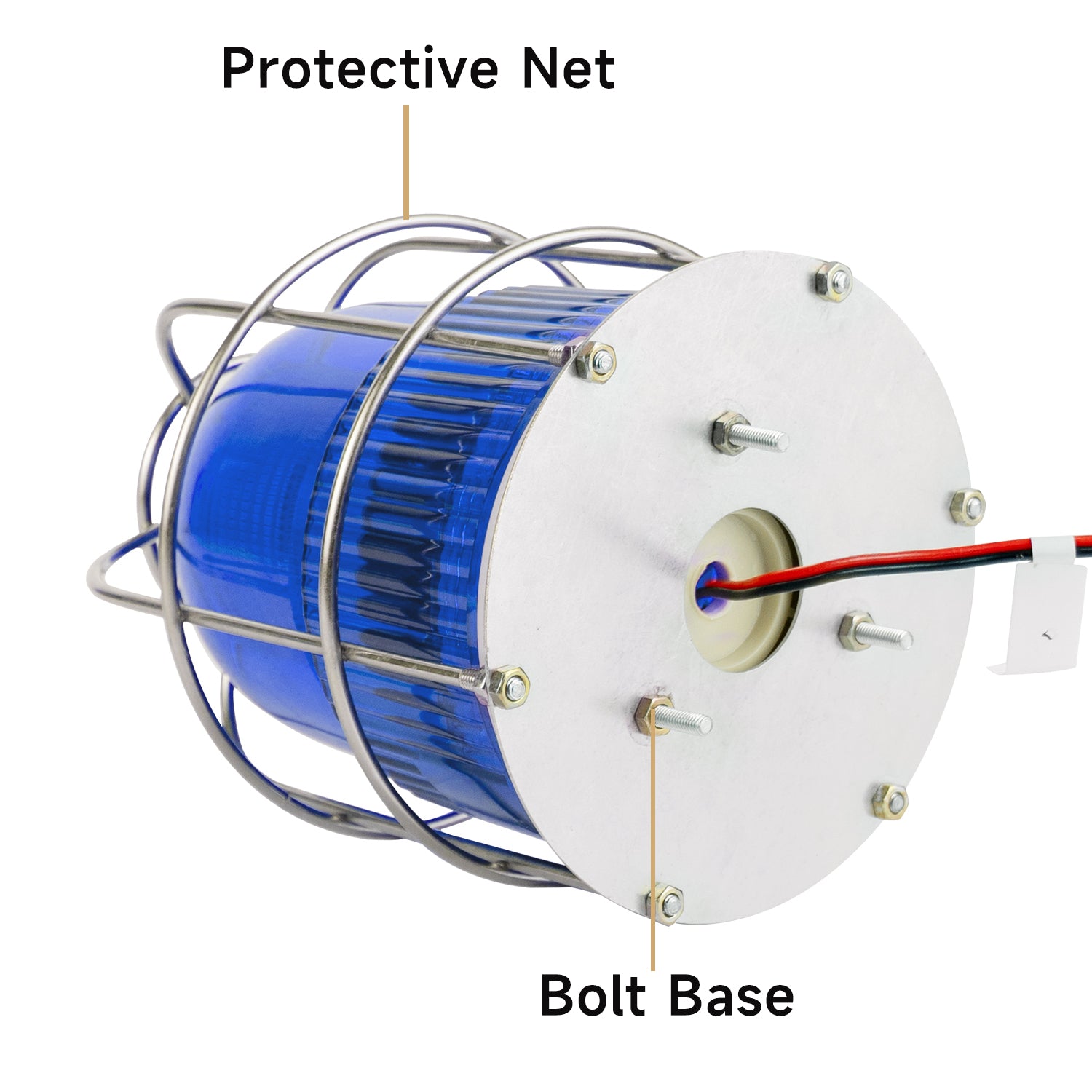 Luz estroboscópica LED industrial, luz de advertencia para alarmas de emergencia públicas, sirena de seguridad para interiores/exteriores con red protectora
