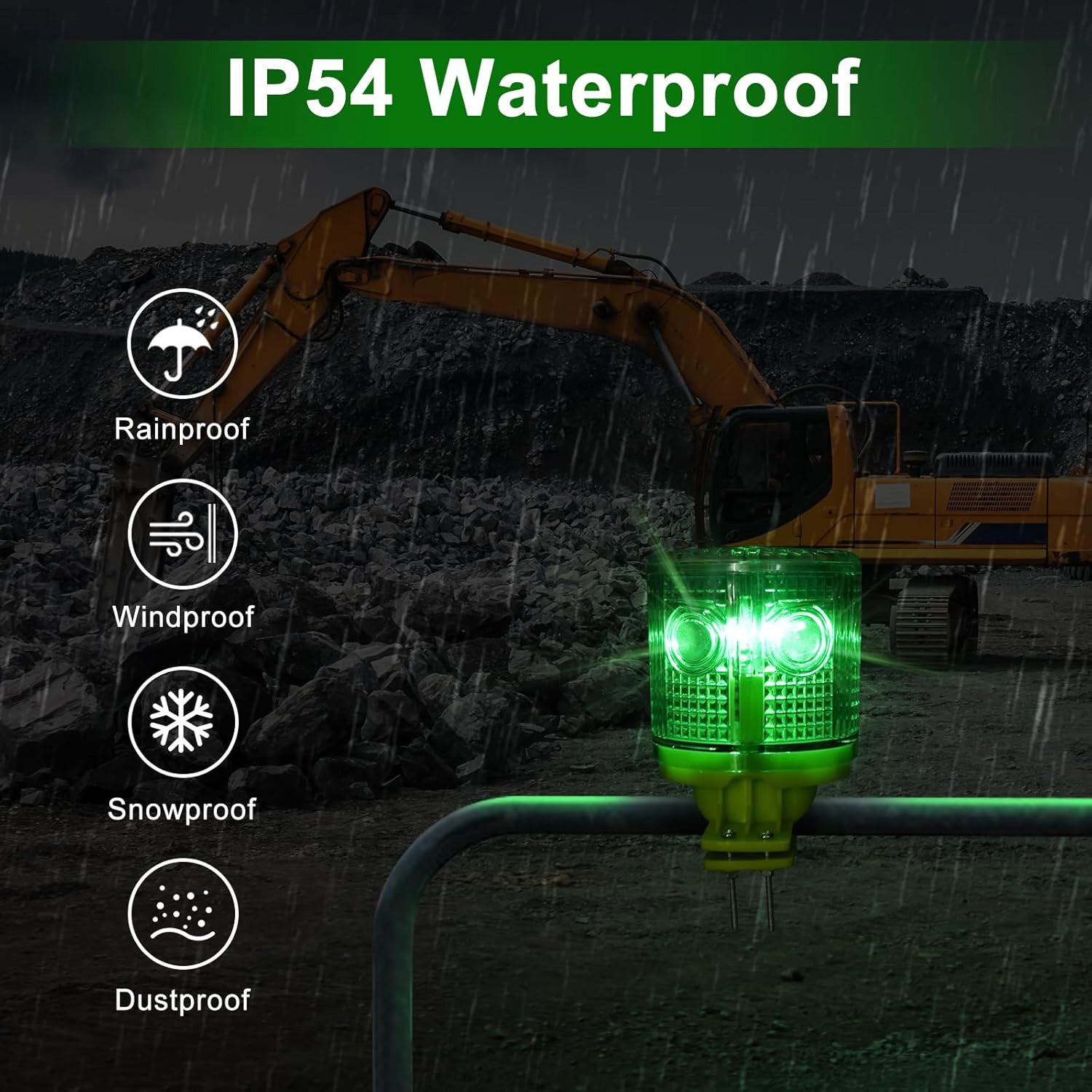 YASONG Solar LED Industrial Strobe Warning Light, IP54 Outdoor Safety Beacon, 6 LEDs, Auto Night Flashing