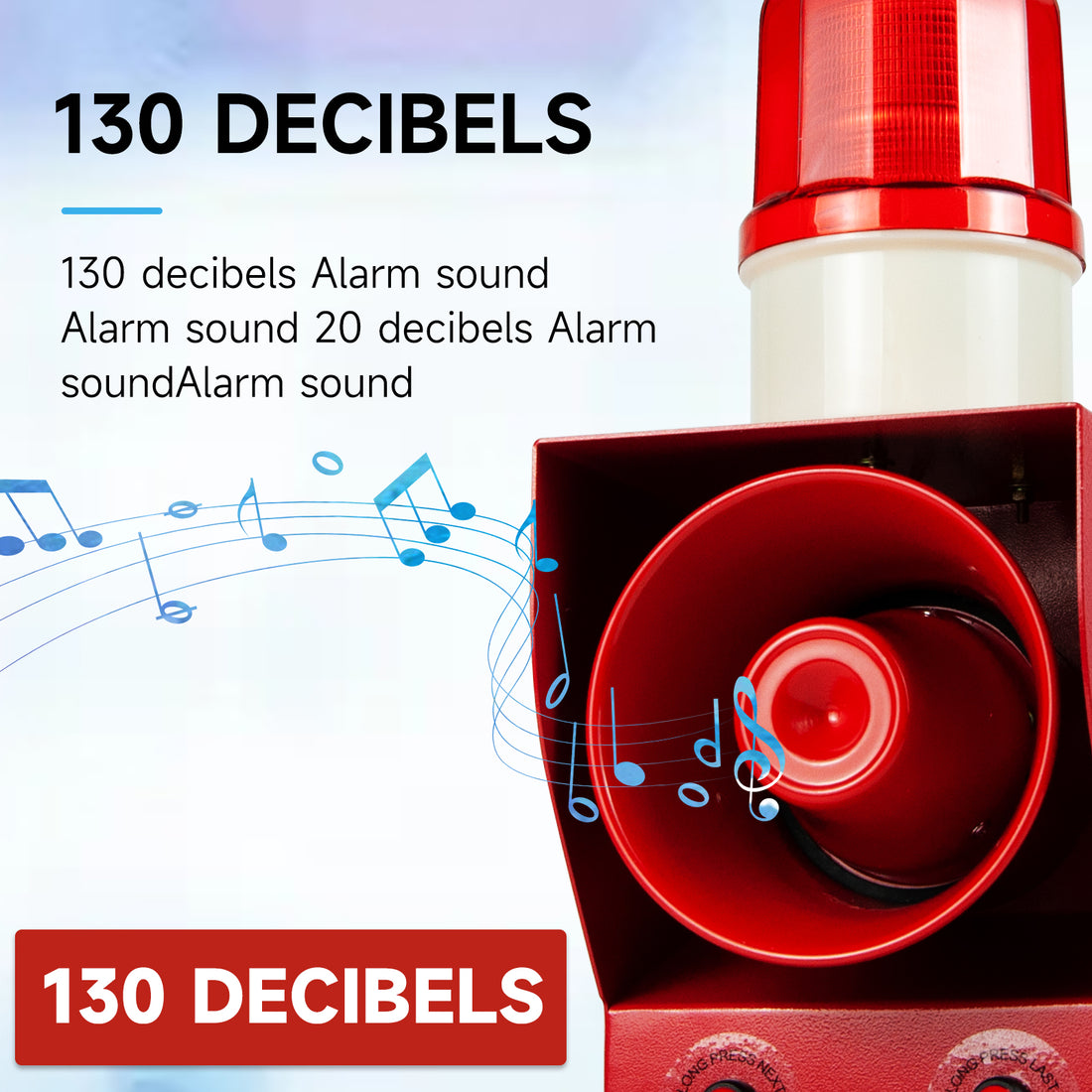 YASONG SLA-05B1 130dB Outdoor Timer Alarm Siren, 45W, 12 Tones, IP65, USB Upload, LED Strobe