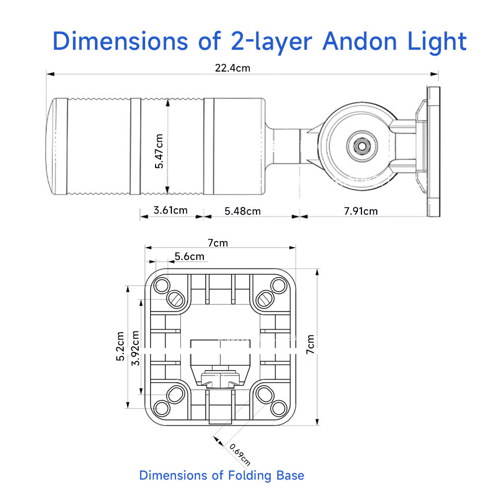 YASONG LTA-30-J LED Stack Tower Light, 1-5 Layers, Foldable Base, Strobe / Steady switchable, With or without buzzer