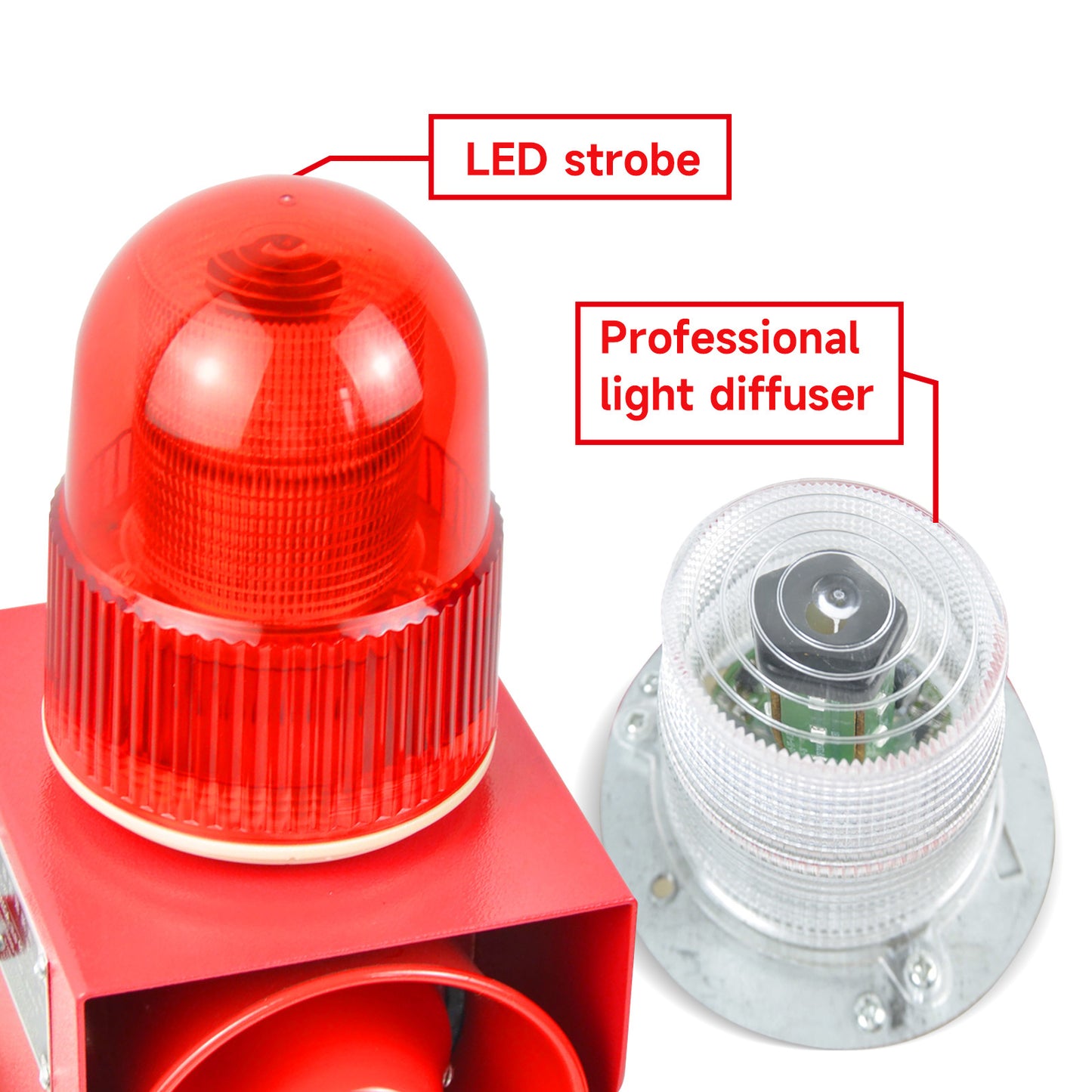 500m/2000m Wireless Remote Control  Alarm Siren 120dB Horn 12 Tone Adjustable Outdoor Industrial Waterproof LED Strobe Alarm System for Noisy Environment Emergency Alarm SLA-01TY