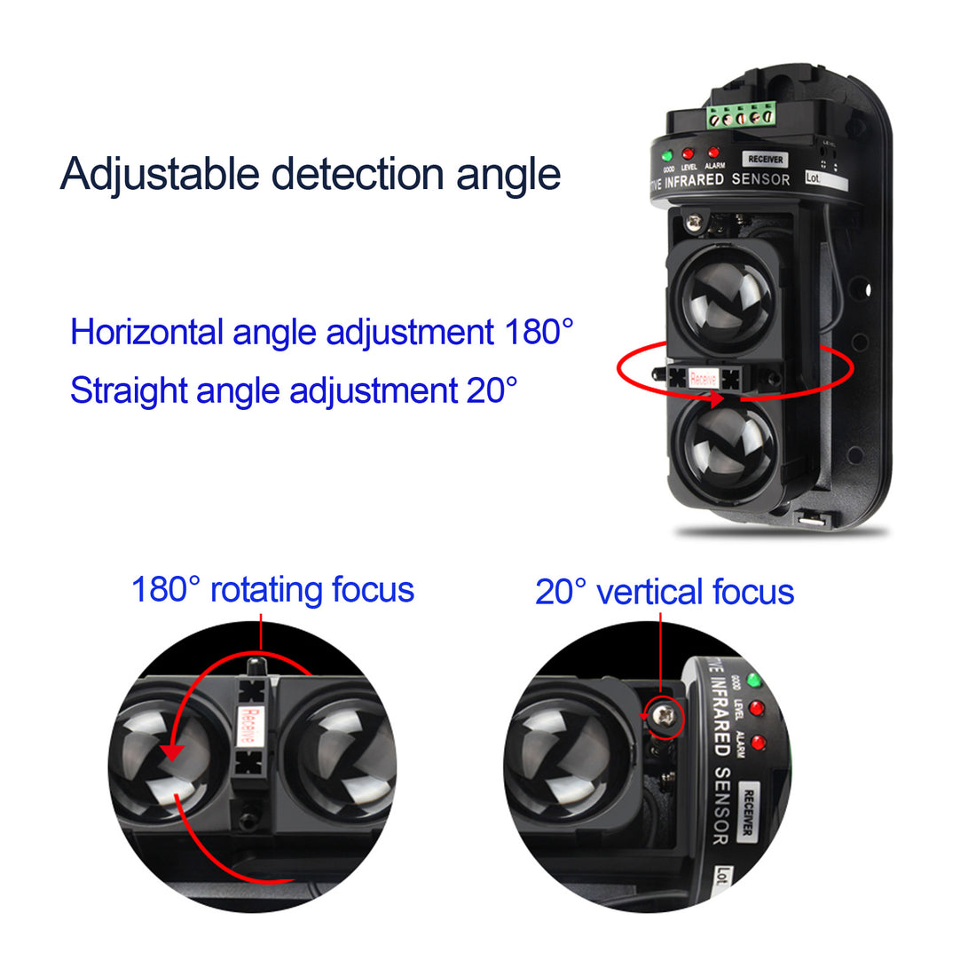 YASONG SLA-01HK+ABT100 120dB Infrared Beam Alarm Kit, 100m Detector, 25W, IP65, USB Audio, LED Strobe