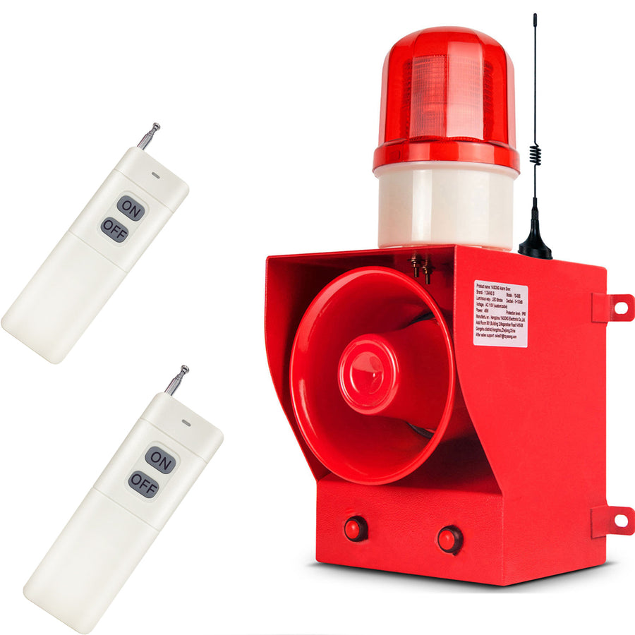 YASONG SLA-05BY-500 130dB Remote Control Siren, 500m Range, 45W, Multiple Remotes, IP65, USB Audio, LED Strobe