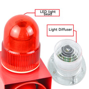 YASONG Sirène d'alarme extérieure en acier inoxydable IP66 étanche 120 dB Sirène de sécurité avec lumière stroboscopique pour usine, bateau, port SLA-01G-P