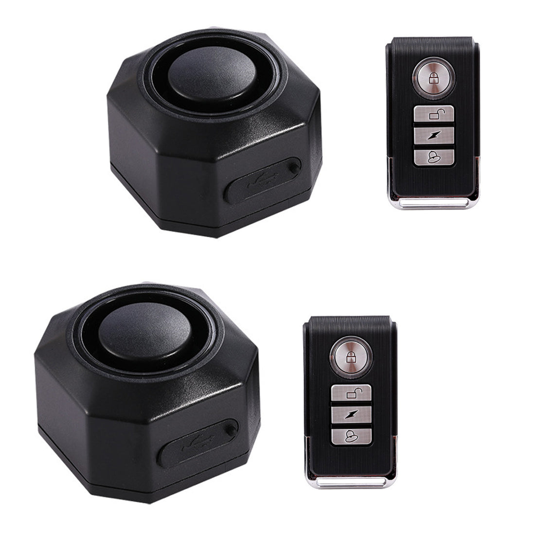 YASONG 2 Pack USB-C Rechargeable Bike Alarm, 110dB Wireless Anti-Theft Vibration Alarm, 50m Remote, IP65
