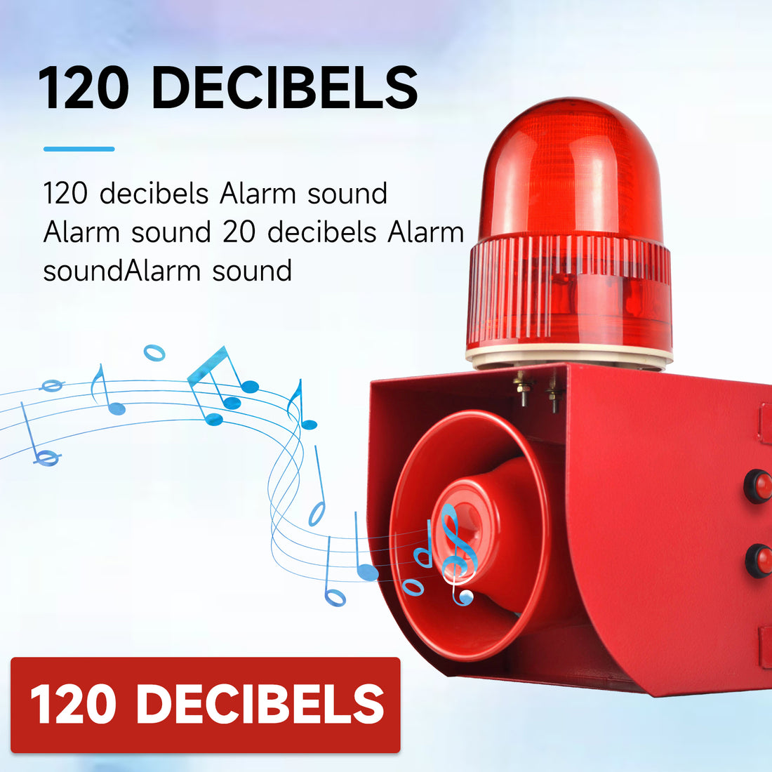 YASONG SLA-01HX 120dB RS-485 Modbus Alarm Siren, 25W, 12 Tones, IP65, USB Upload, LED Strobe