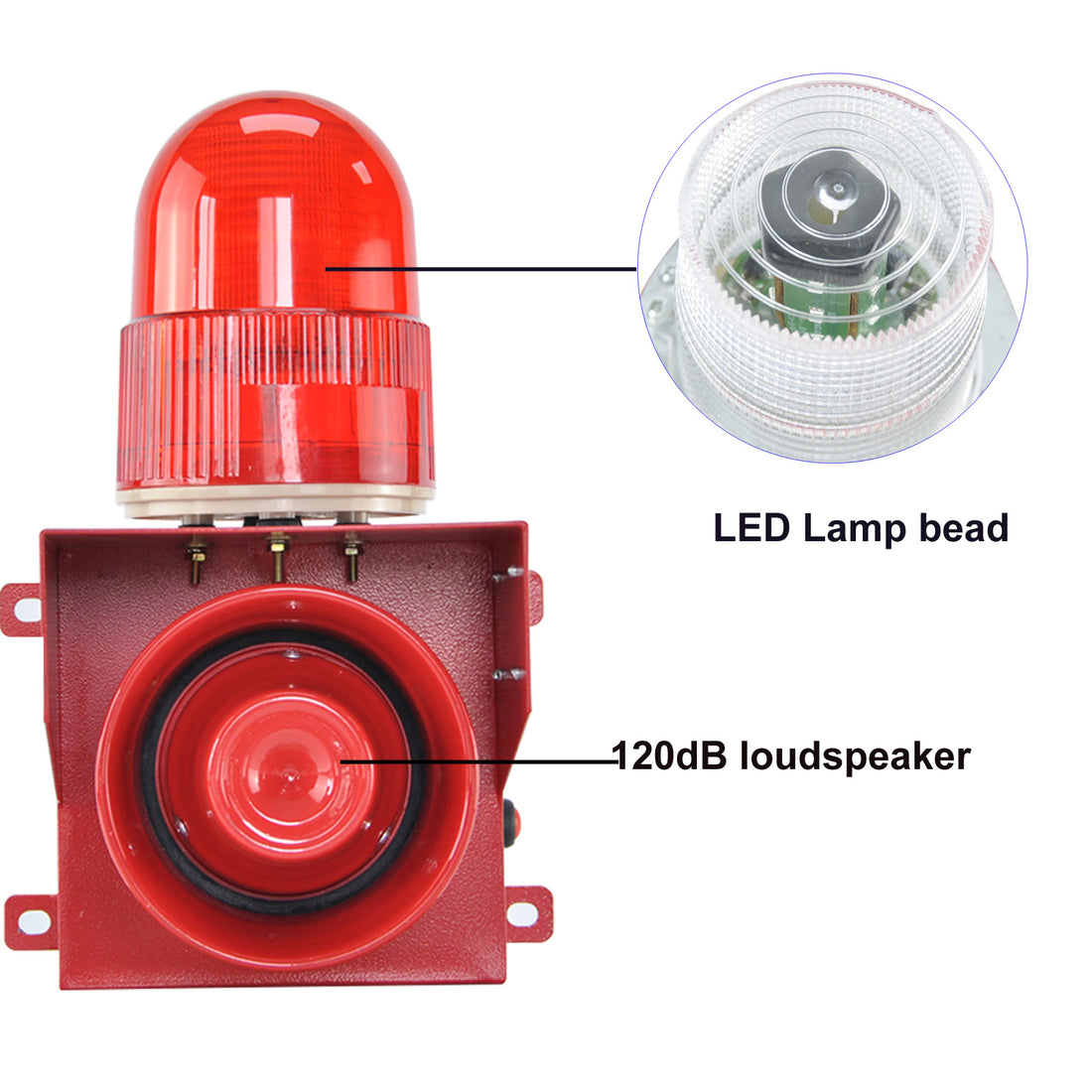 YASONG SLA-01T1 120dB Timer Alarm Siren, 45W, 12 Tones, IP65, USB Upload, LED Strobe, Wall Mount